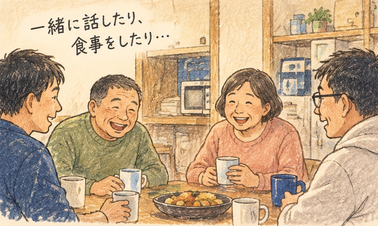 グループホームで人とのつながりを考える場面